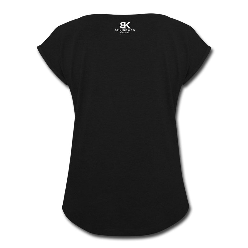 Women's Roll Cuff Be Kind Y'all White Print T-Shirt - black